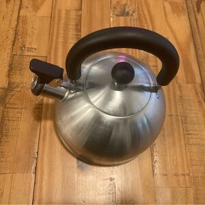 Stainless Steel Whistling Kettle with Black Handle